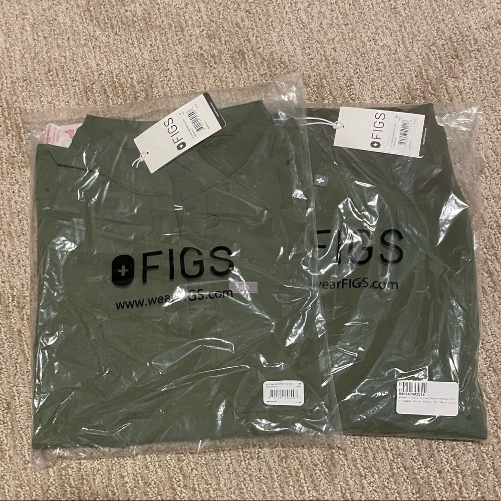 Figs Scrubs Maternity Green Olive Set - NWT